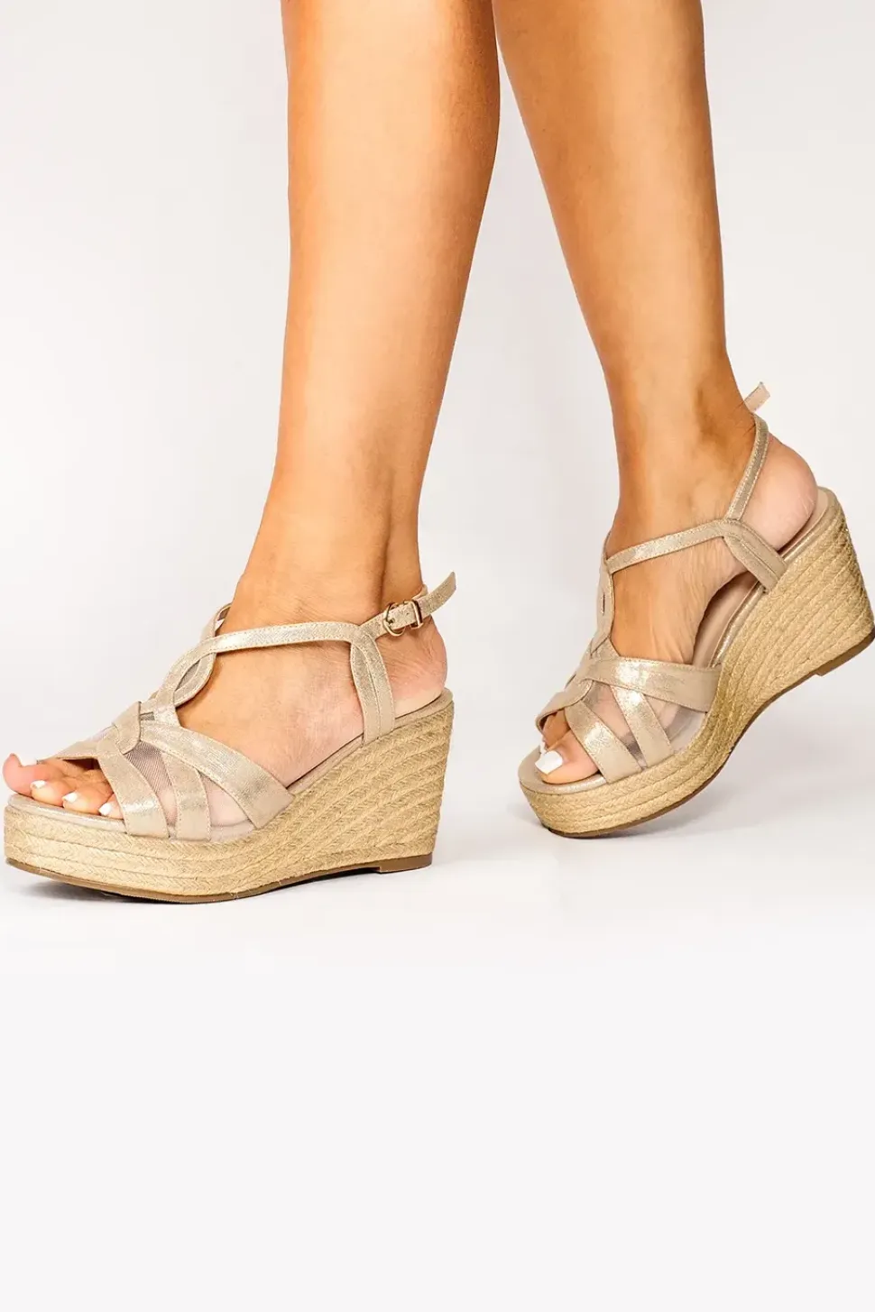 Wide Fit Shimmer 'Yanelli' Wedge Espadrilles