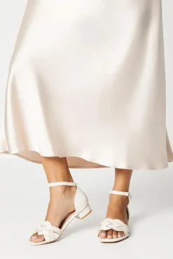 Wide Fit Sonia Woven Mixed Material Low Block Heeled Sandals