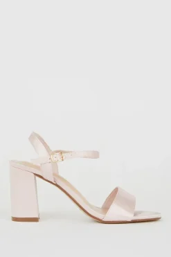 Wide Fit Swirl Satin Block Heel Sandals