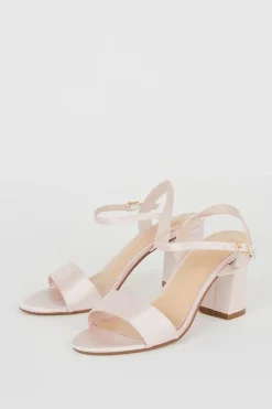 Wide Fit Swirl Satin Block Heel Sandals