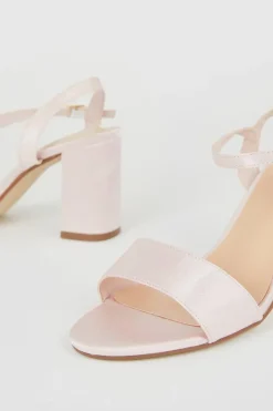 Wide Fit Swirl Satin Block Heel Sandals