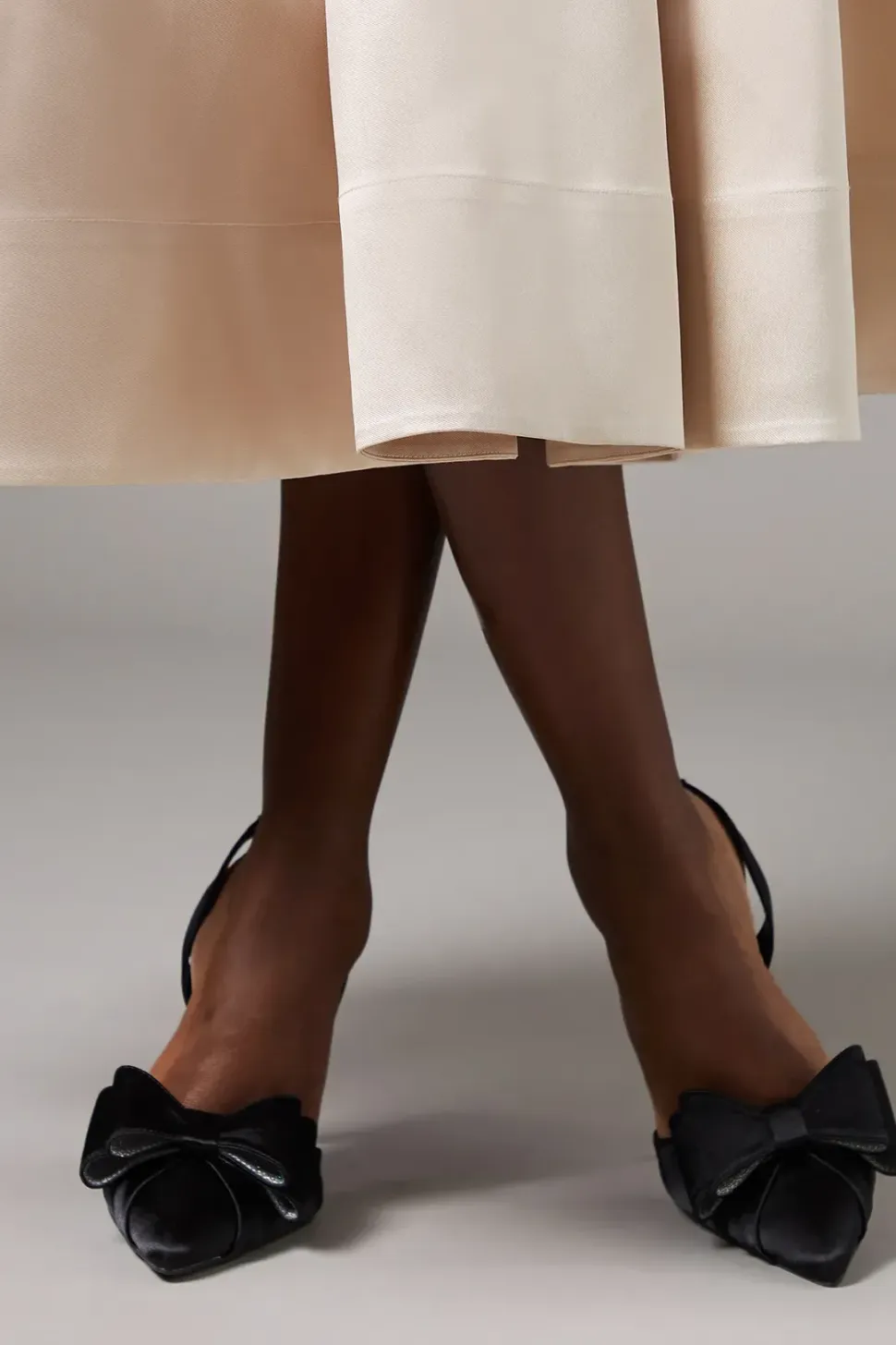 Wide Fit Tamara Satin Bow Sling Back Stiletto Court Shoes
