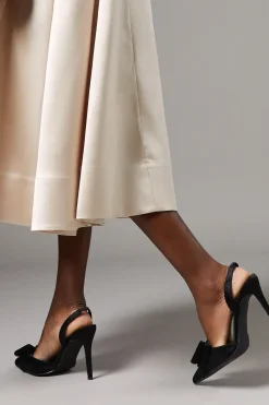 Wide Fit Tamara Satin Bow Sling Back Stiletto Court Shoes