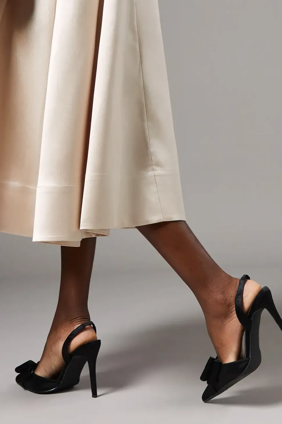 Wide Fit Tamara Satin Bow Sling Back Stiletto Court Shoes