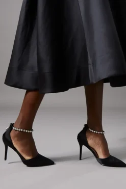 Wide Fit Tatiana Satin Jewelled Anklet High Stiletto Court Shoes