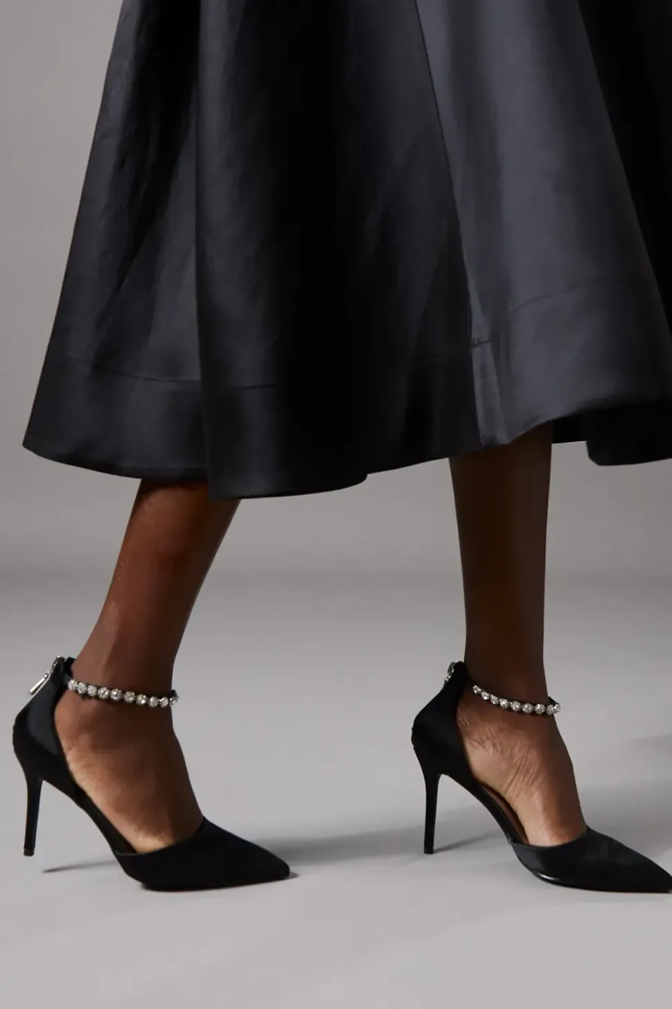 Wide Fit Tatiana Satin Jewelled Anklet High Stiletto Court Shoes