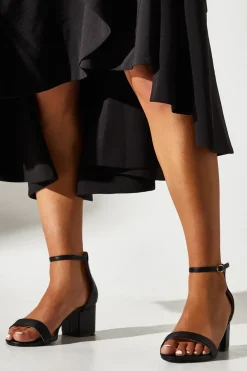 Wide Fit Thelma Ankle Strap Medium Block Heeled Sandals