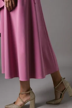 Wide Fit Treat Glittter Cross Strap Pointed Block Heel Court Shoes