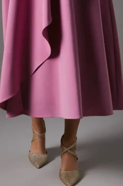 Wide Fit Treat Glittter Cross Strap Pointed Block Heel Court Shoes