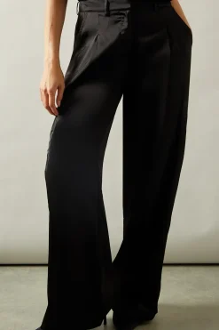 Wide Leg Cargo Satin Trousers