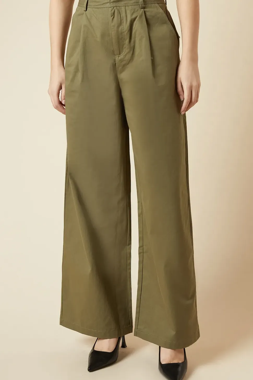 Wide Leg Cotton Trousers
