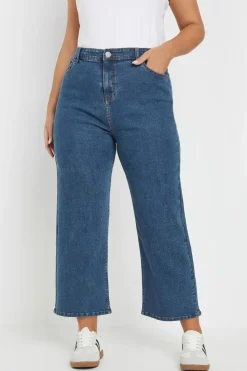 Wide Leg Cropped Denim Jeans