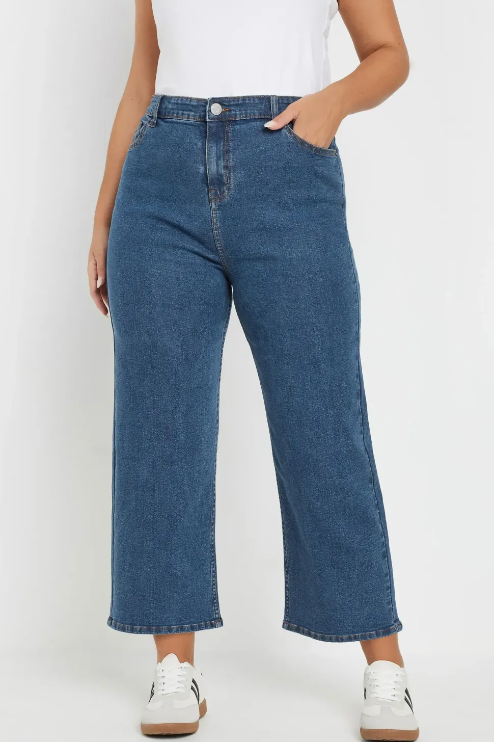 Wide Leg Cropped Denim Jeans