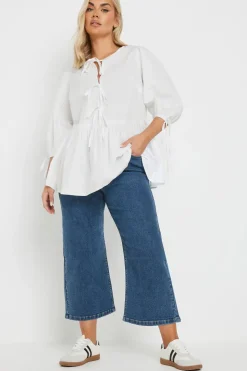 Wide Leg Cropped Denim Jeans