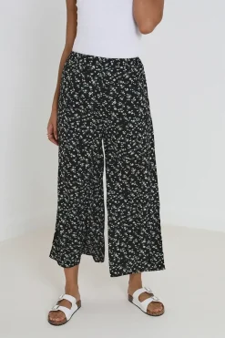 Wide Leg Elasticated Waist Floral Trousers