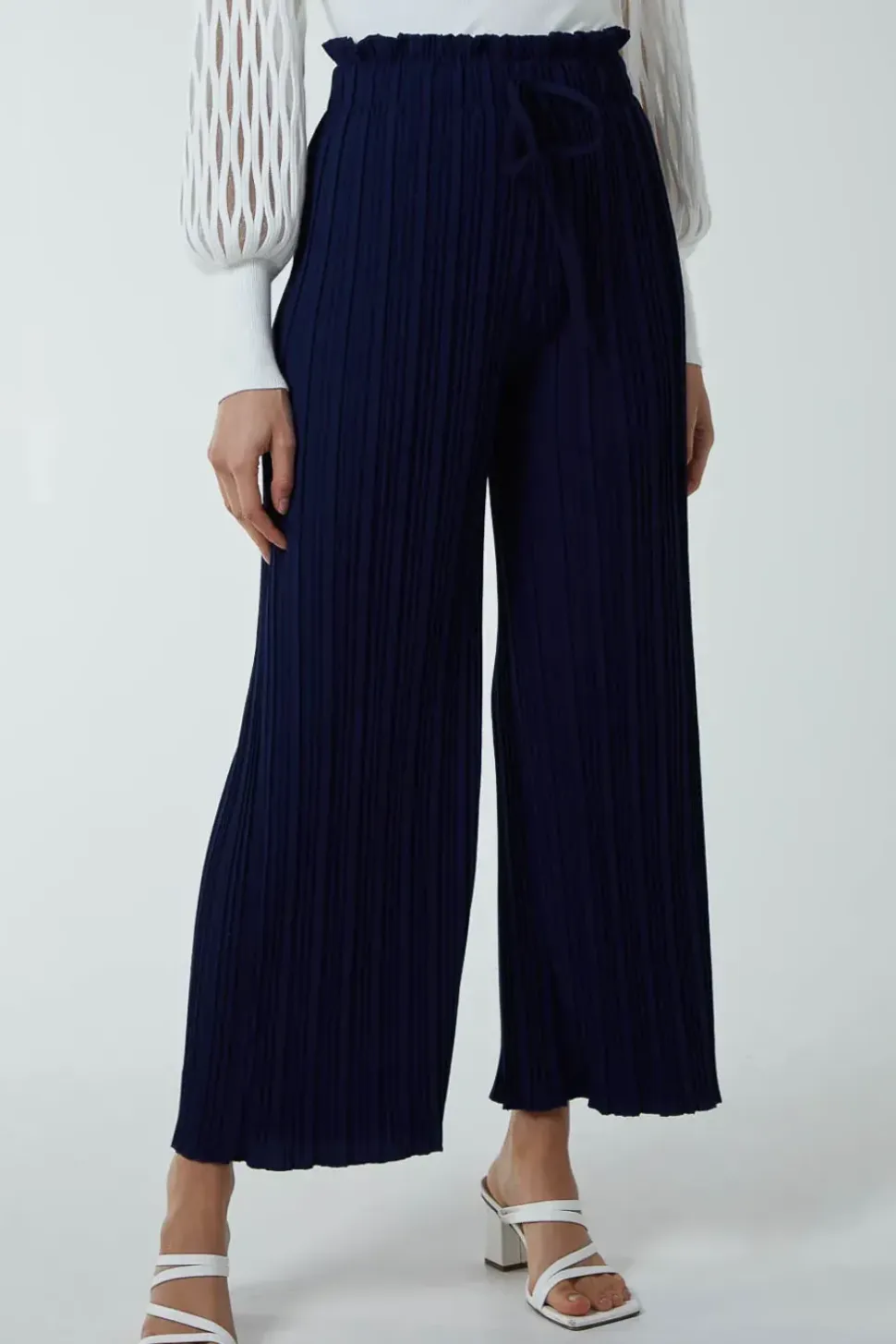 Wide Leg Pleated Trousers