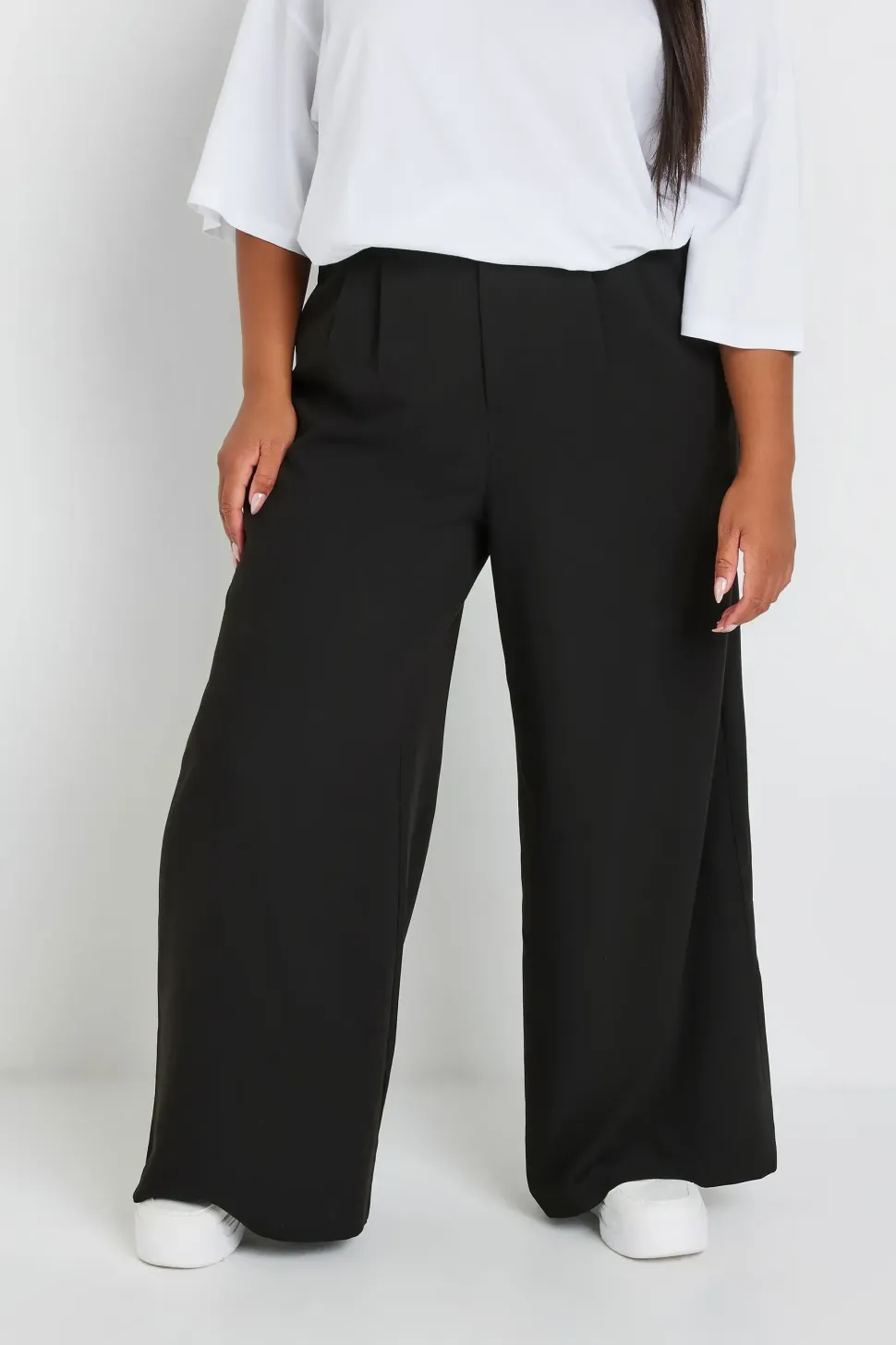 Wide Leg Pleat Front Trousers