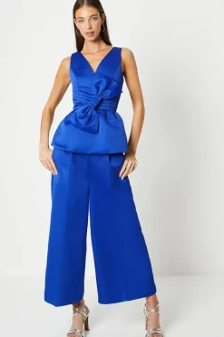 Wide Leg Structured Satin Trouser