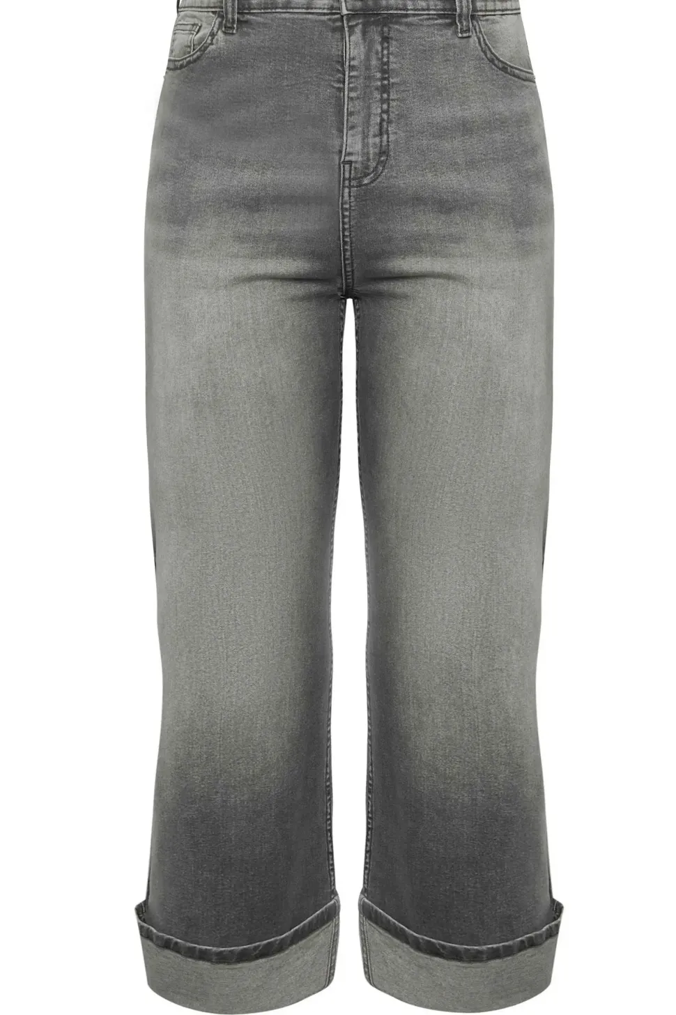 Wide Leg Turn Up Jeans