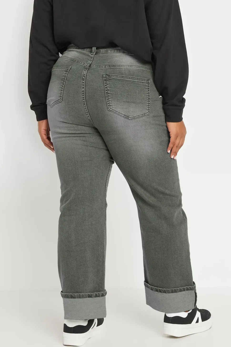 Wide Leg Turn Up Jeans