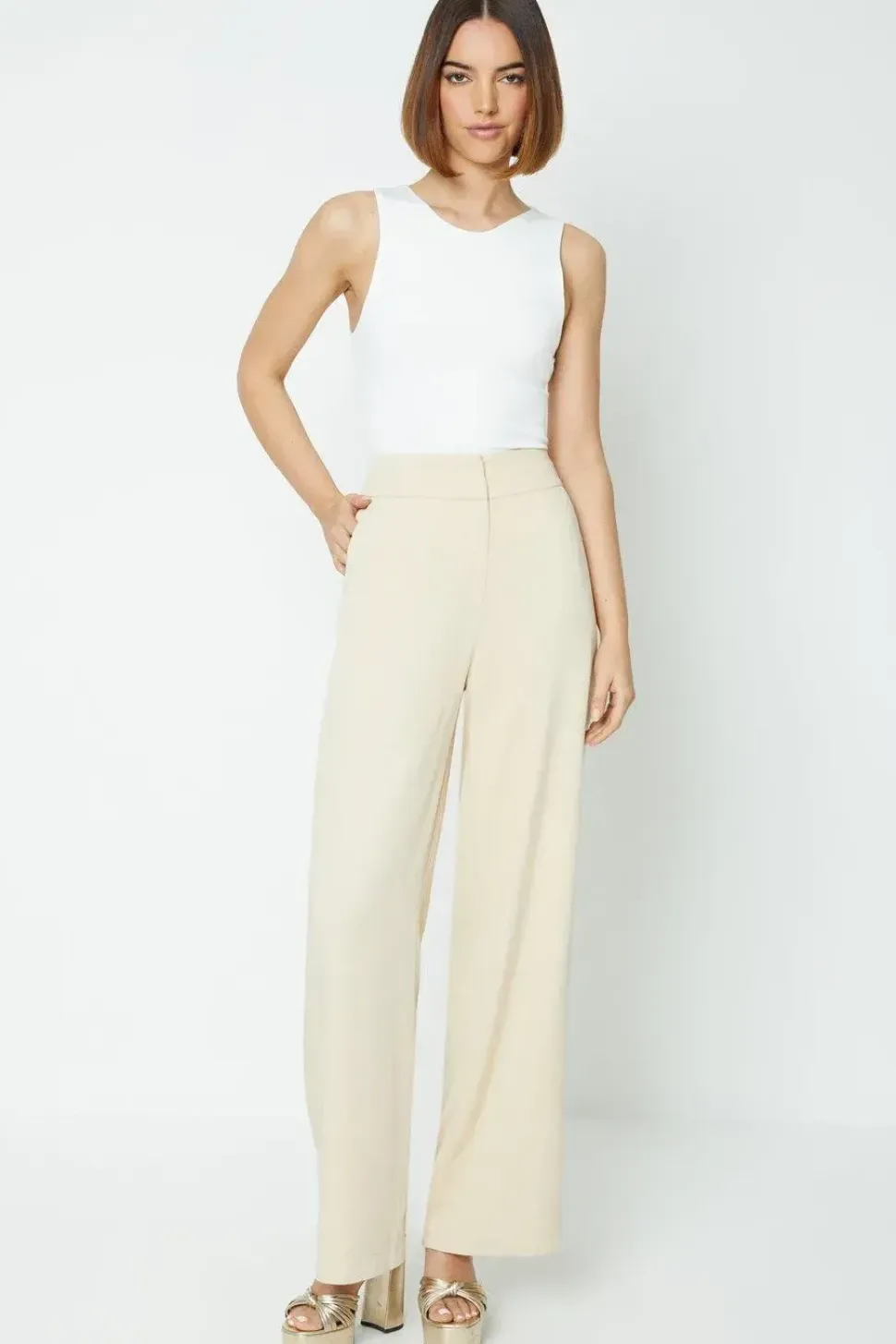 Wide Leg Twill Relaxed Trouser