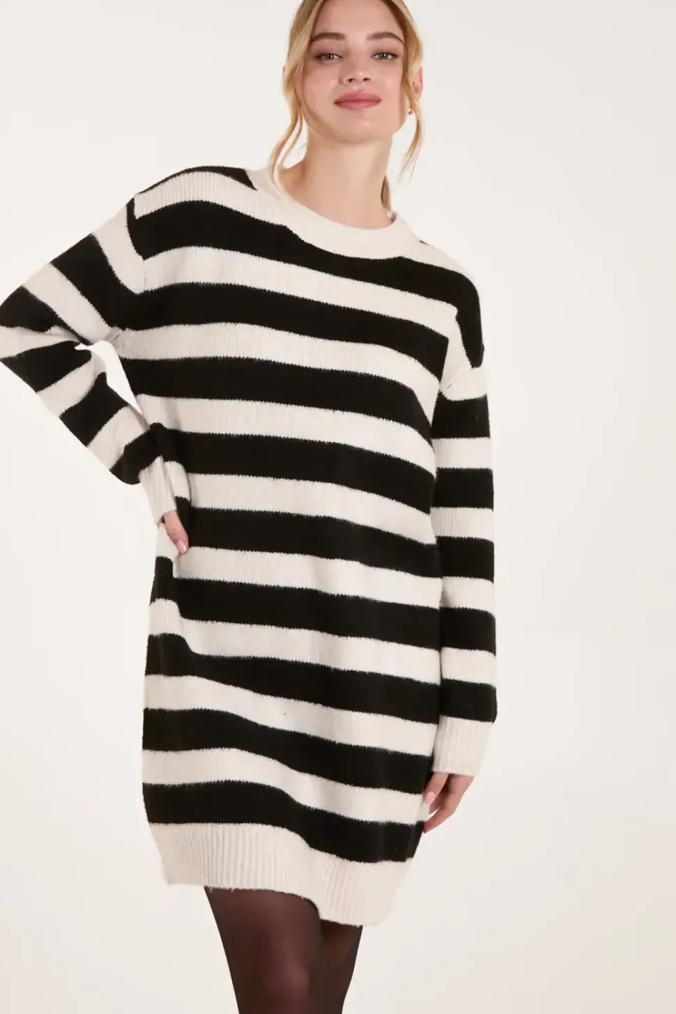 Wide Stripe Crew Neck Jumper Dress