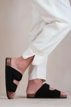 Willow' Two Strap Flat Sandals With Buckle Detail