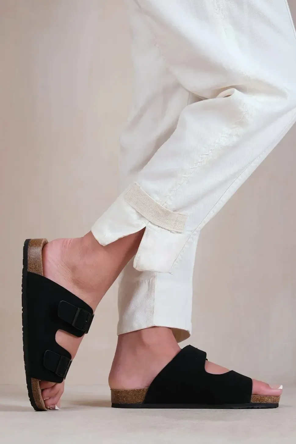 Willow' Two Strap Flat Sandals With Buckle Detail