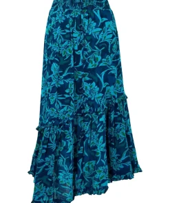 Winter Floral Asymmetric Maxi Skirt