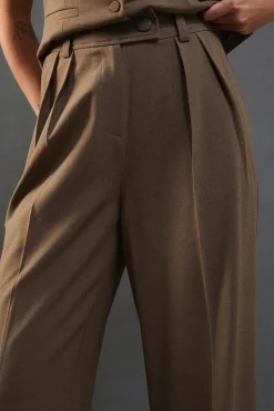 Wool Blend Relaxed High Waisted Wide Leg Trouser
