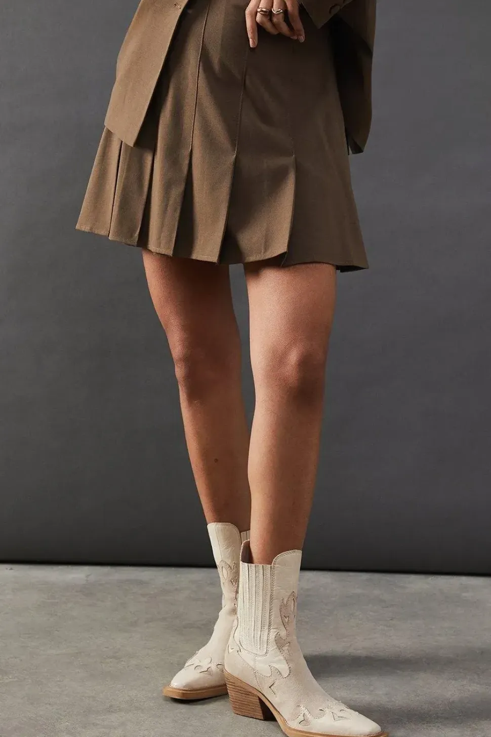Wool Blend Tailored Flippy Skirt