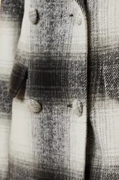 Wool Check Double Breasted Maxi Coat