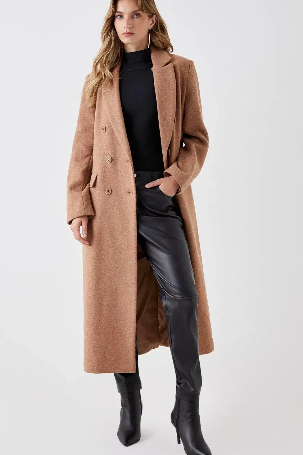 Wool Double Breasted Longline Coat