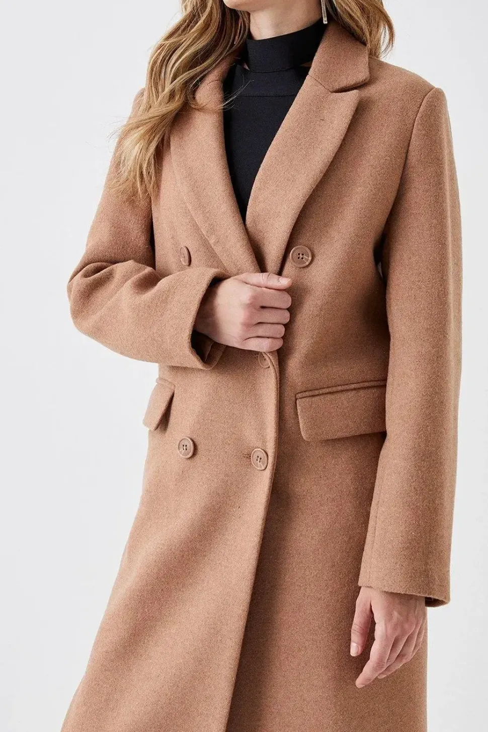 Wool Double Breasted Longline Coat
