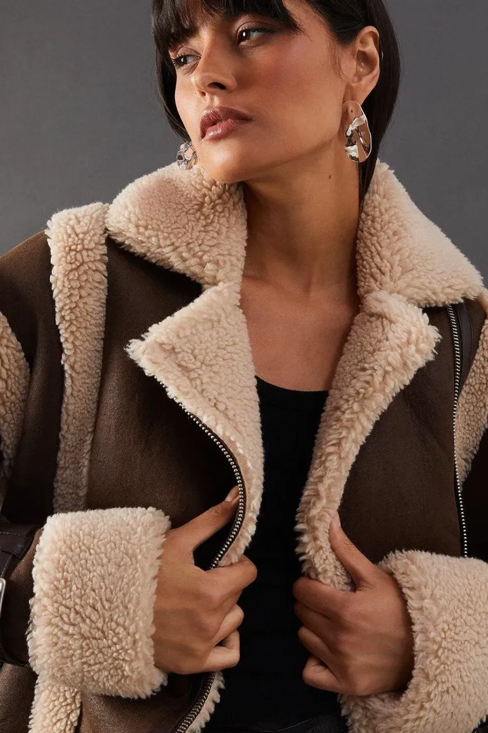 Wool Lined Shearling Biker Jacket