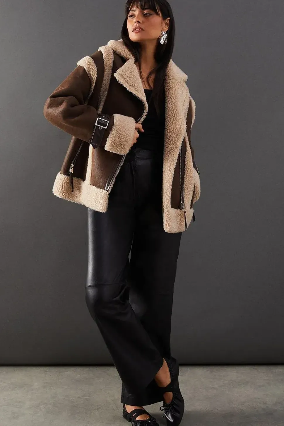 Wool Lined Shearling Biker Jacket