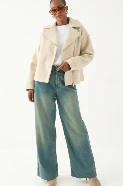Wool Look Biker Jacket