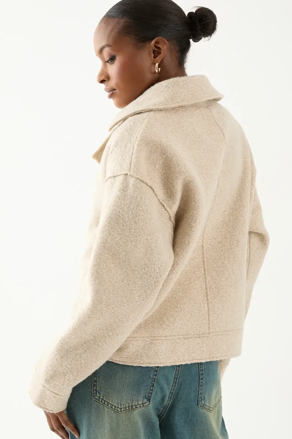 Wool Look Biker Jacket