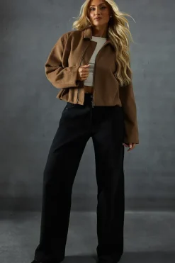 Wool Look Boxy Drop Shoulder Jacket