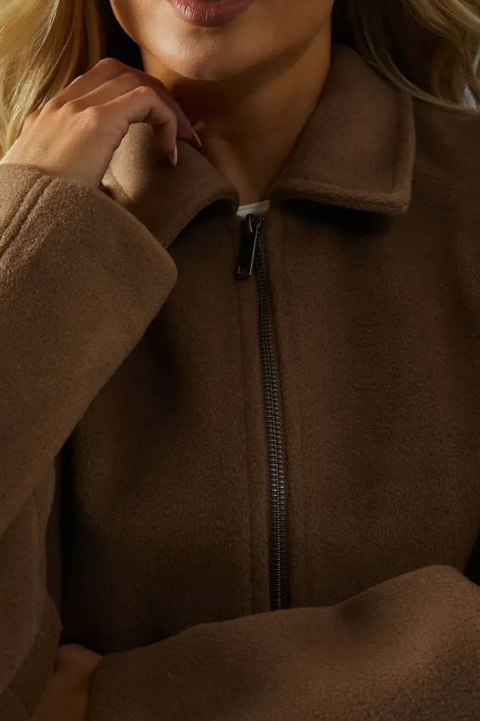 Wool Look Boxy Drop Shoulder Jacket