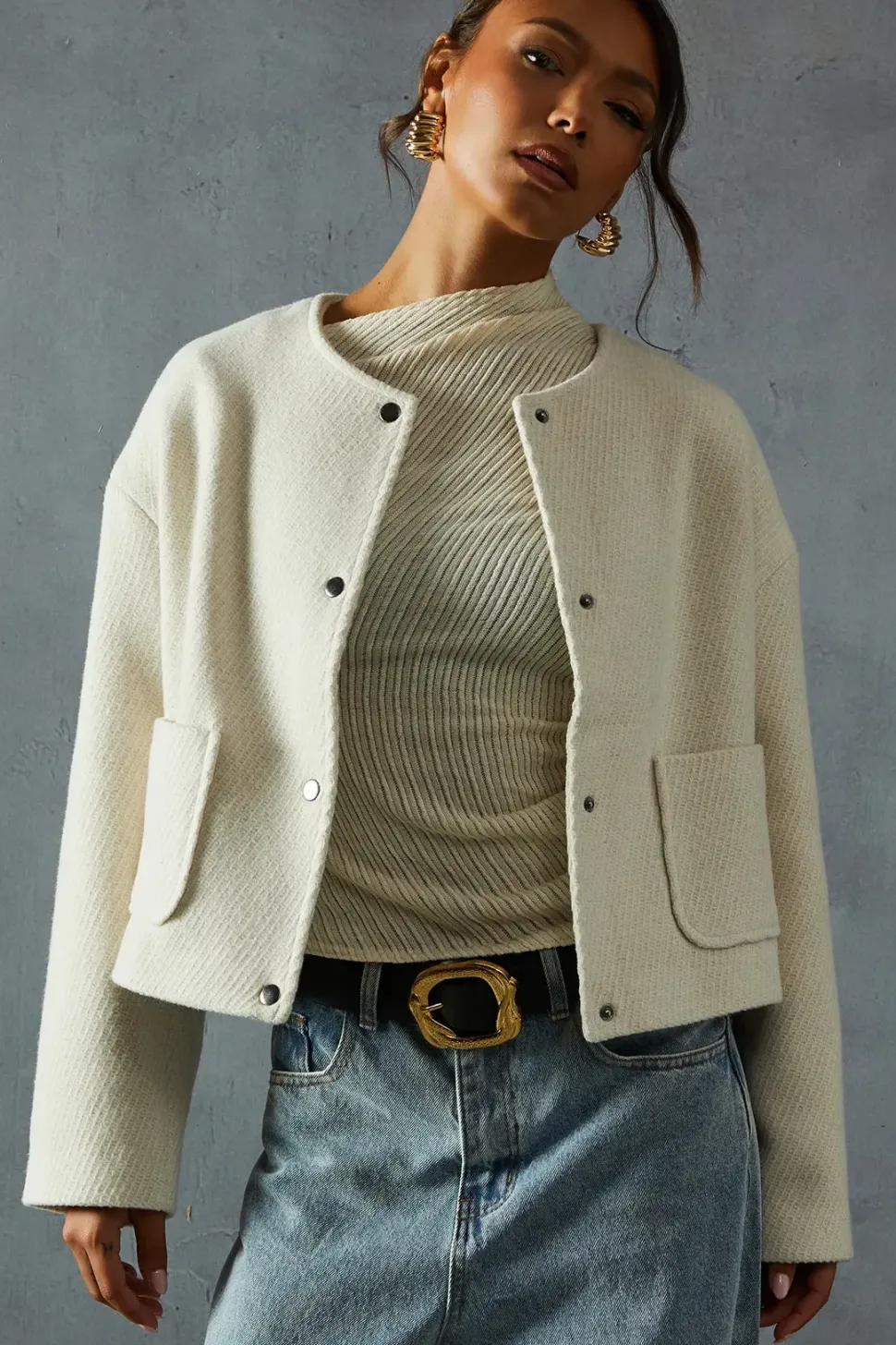 Wool Look Textured Jacket