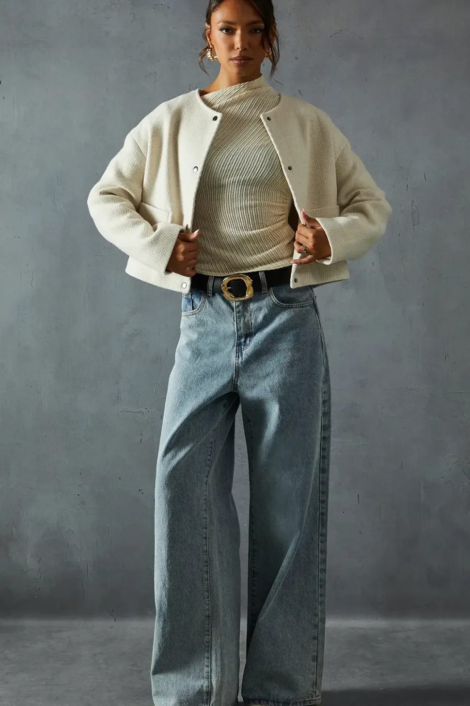 Wool Look Textured Jacket