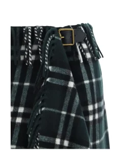 Wool Mini Skirt with Scarf-Style Design and Leather Strap Closure