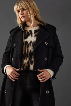 Wool Mix Belted Trench Coat