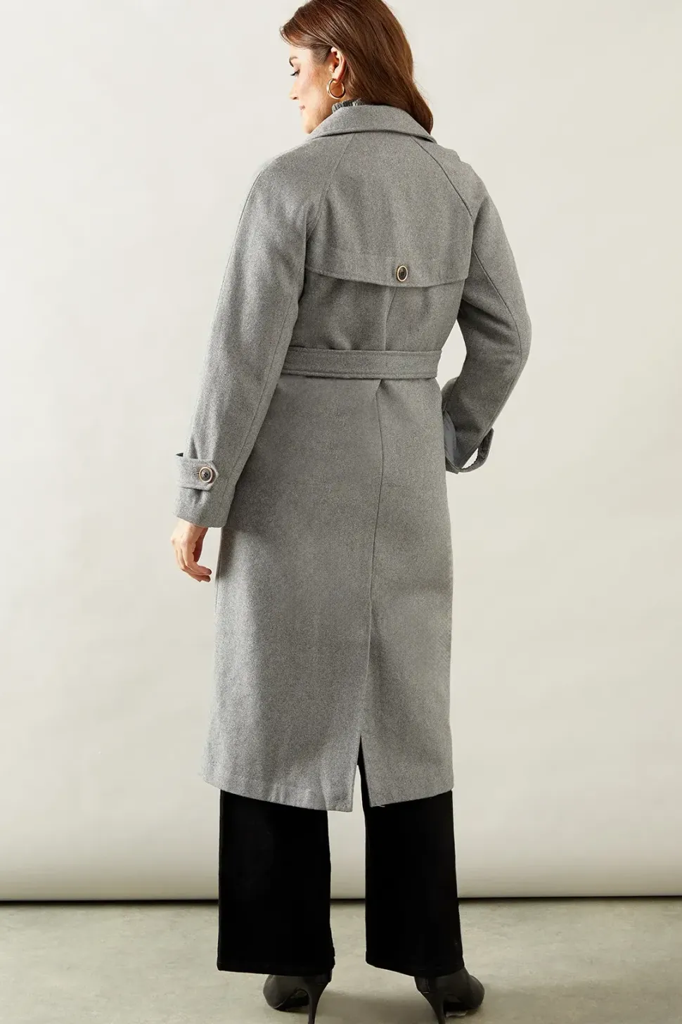 Wool Mix Military Belted Trench Coat