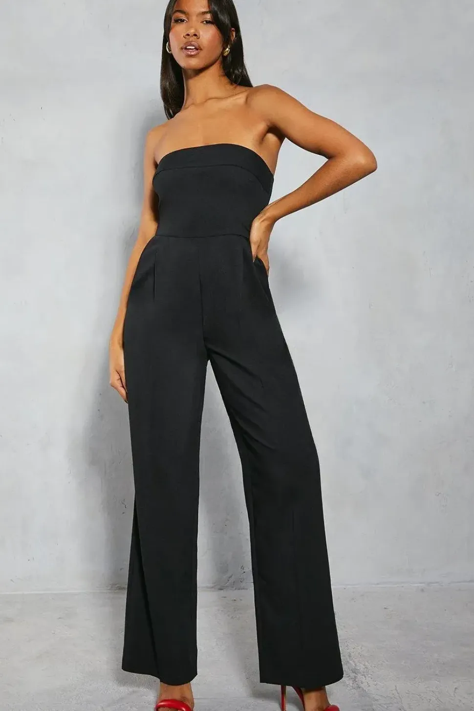 Woven Bandeau Straight Leg Jumpsuit