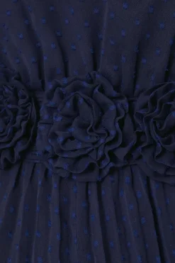 Woven Corsage Detail Pleated Midaxi Dress