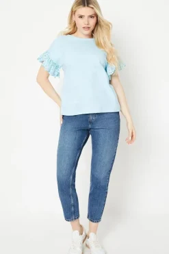 Woven Frill Detail Slouchy Top