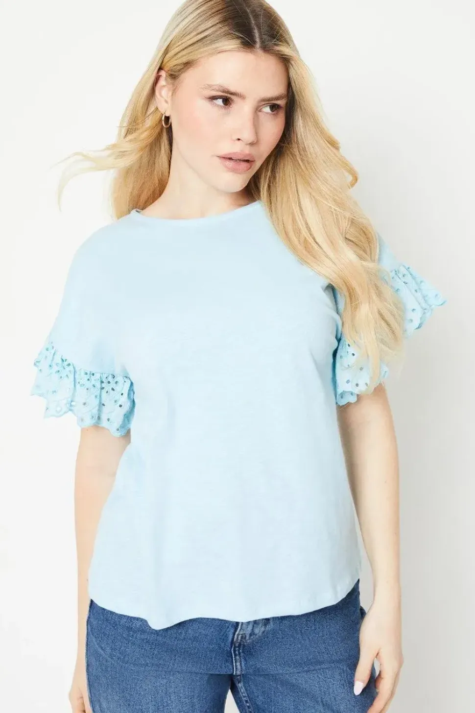 Woven Frill Detail Slouchy Top