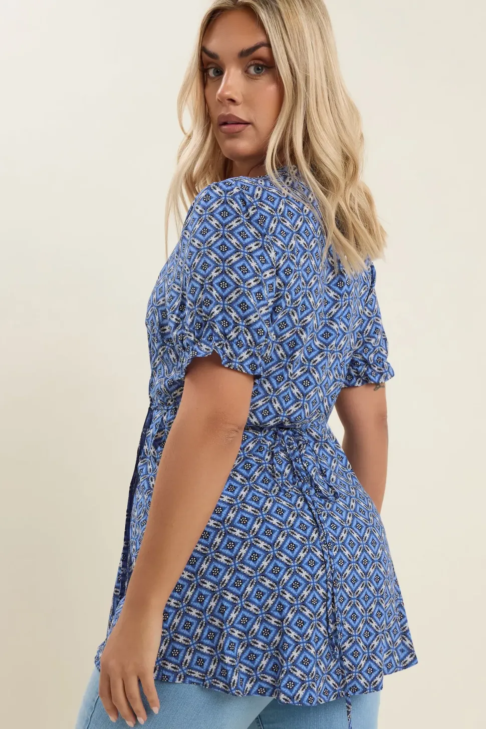 Wrap Frill Sleeve Blouse